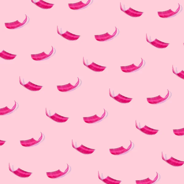 Ροζ Ψεύτικες Βλεφαρίδες Δημιουργική Ομορφιά Και Make Μοτίβο Παστέλ Φόντο — Φωτογραφία Αρχείου