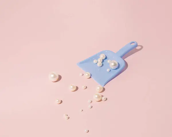 Creative, aesthetic cleaning concept, pastel pink background.