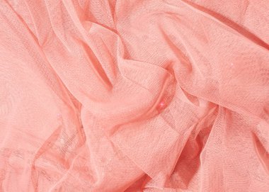 Hafif tül kumaş buruşmuş, tozlu gül yaratıcı kadınsı arka plan.