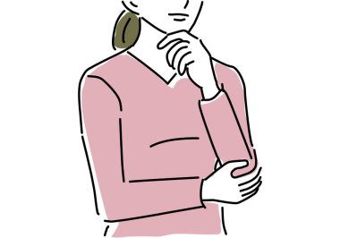 Pembe bluzlu bir kadın endişeli.