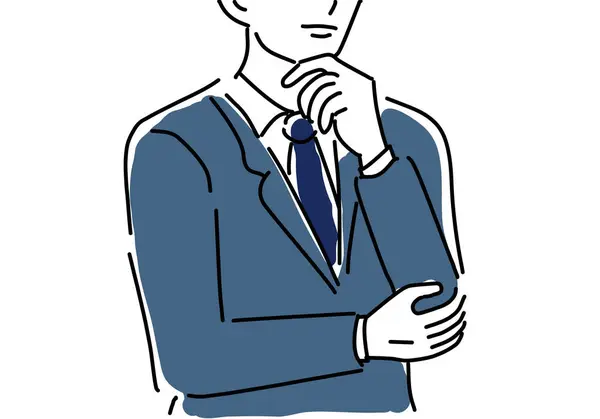 Hands of a Businessman thinking. illustration of a man in a suit.