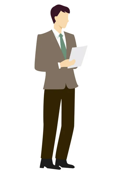 Businessman Documents White Background Vector Illustration Flat Style — Stock Photo, Image