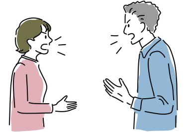 Bir erkek ve bir kadın birbirleriyle konuşuyor.