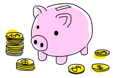 Bozuk paralarla dolu bir kumbara.