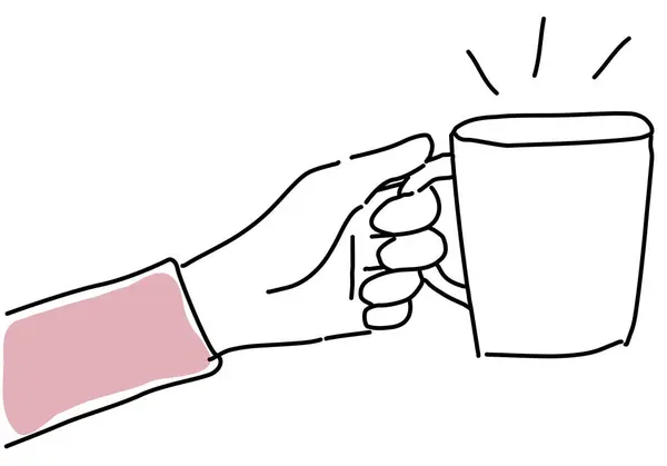 Mão Mulher Segurando Uma Caneca Café Ilustração Vetor — Fotografia de Stock