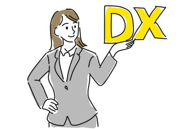 DX illüstrasyon sözcüğüyle iş kadını