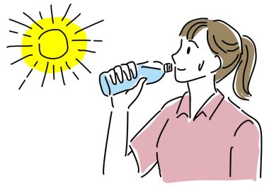 young woman with sun drink