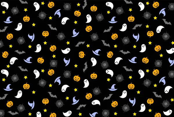 for halloween cute icon flyer pattern black background vector illustration