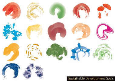 SDG 'ler 17 renk çeşitliliği resim suluboya soyut çember vektör çizimi