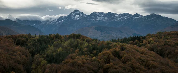 stock image Autumn landscape in the Pyrenees mountains with the Mont Valier in background