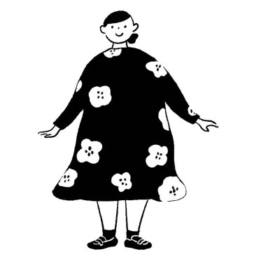 Elbise giymiş bir kadının tüm vücut çizgisi vektörü