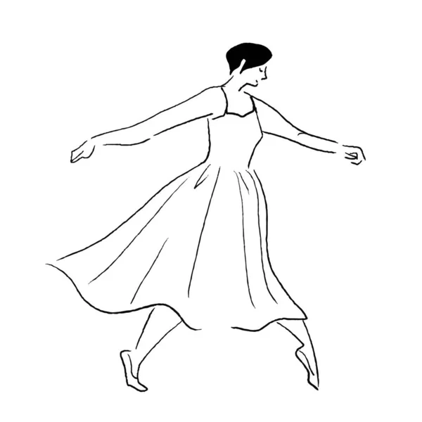 舞女芭蕾舞演员矢量画线 — 图库矢量图片
