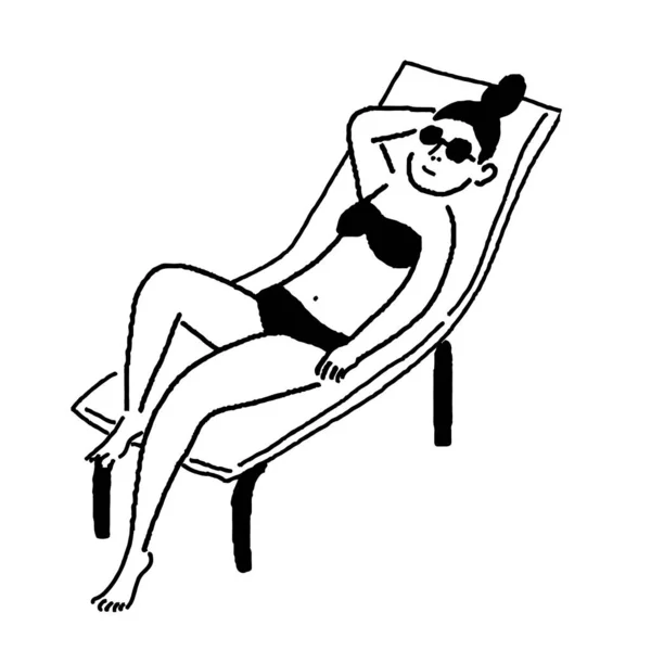 Mayo giymiş bir kadının çizgi çizimi.