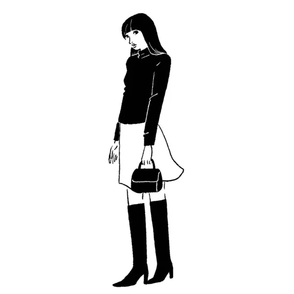 Femme Bottes Mini Jupe — Image vectorielle