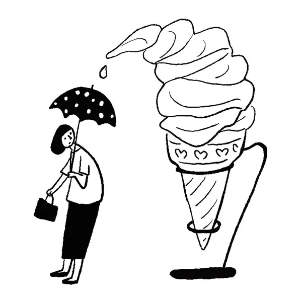 软食冰淇淋和妇女 — 图库矢量图片