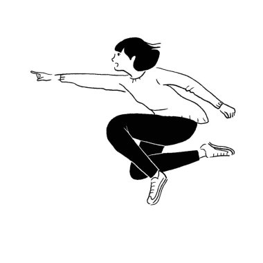 Uçan Çizgi 'yi işaret eden kadın.