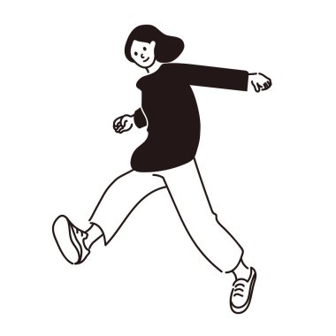 Koşan bir kadının çizgi çizimi