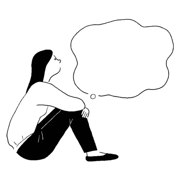 Vector line drawing of a woman sitting in gymnasium