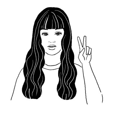 Woman making peace sign vector backgrounds