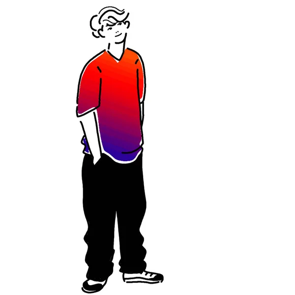Ganzkörpervektordarstellung Eines Jungen Mannes Einem Stylischen Shirt — Stockvektor