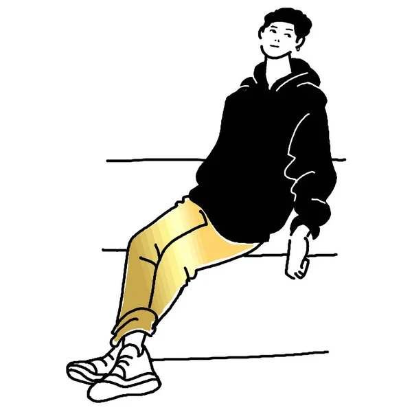 Şık Tişörtlü Genç Bir Adamın Tüm Vücut Vektör Çizimi — Stok Vektör