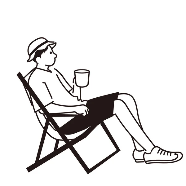 Açık Kamp Erkek Vektörü Koltukta