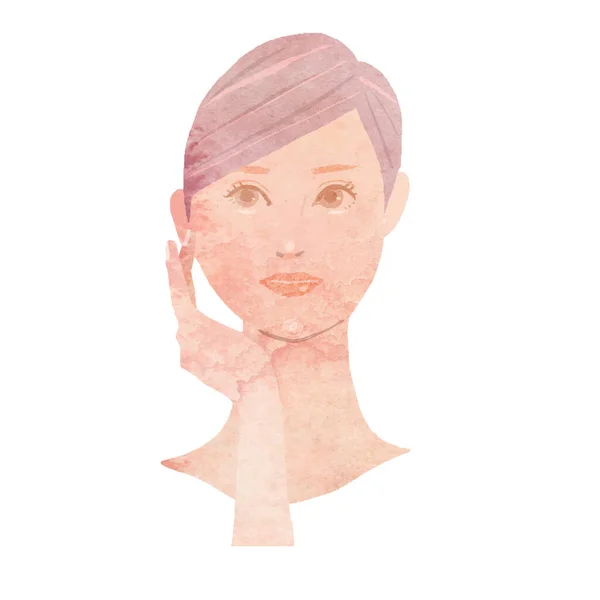 Akwarela Wektor Ilustracja Kobiety Stosującej Makijaż — Wektor stockowy