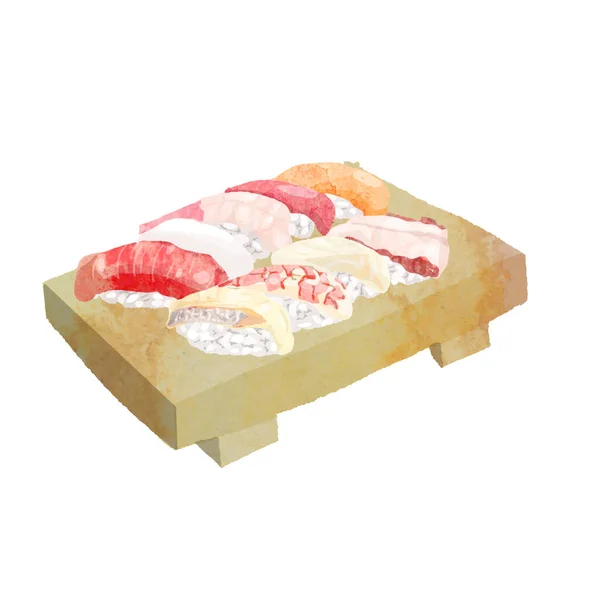 寿司の水彩ベクターイラスト — ストックベクタ