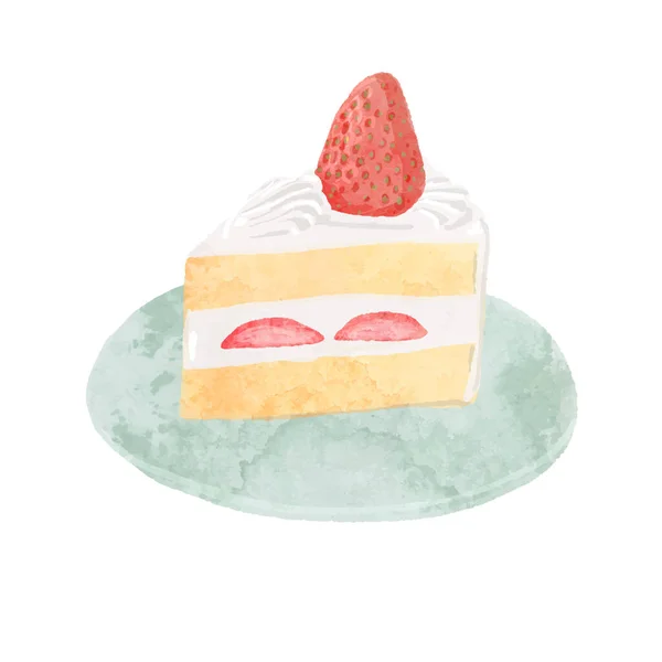 Ilustración Vectorial Acuarela Fresa Shortcake — Vector de stock