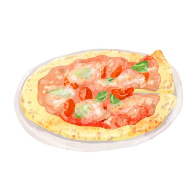 Suluboya tarzında bir pizzanın vektör illüstrasyonu