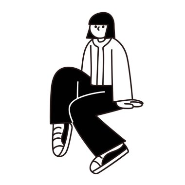 Modaya uygun bir kadının çizim vektörü çizimi