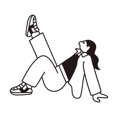 Bir kadının tek bacağını kaldırdığı çizgi çizme vektörü