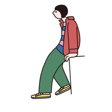 Oturan bir kadının çizgi çizim vektörü