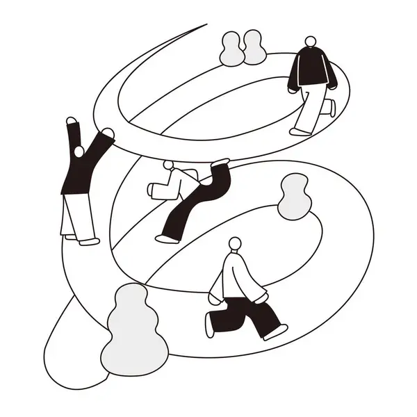 Yol, insanlar, basit, çizgi çizme, koşu, yürüyüş, şehir, park