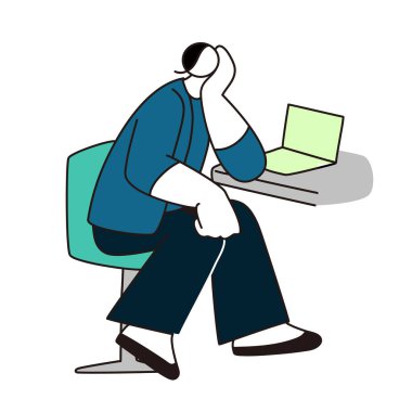 Dizüstü bilgisayar ve kadın vektör çizimi