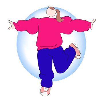 Neşeli bir kadının vektör çizgisi