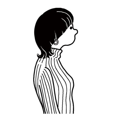 Wolf, kadın balıkçı yaka yaka vektör çizgisi çiziyor.