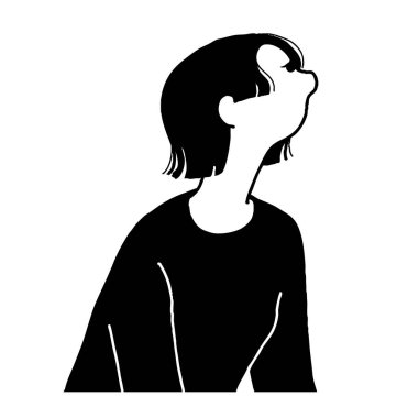 Wolf, kadın balıkçı yaka yaka vektör çizgisi çiziyor.