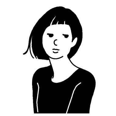 Kadın vektör çizimine bakıyor