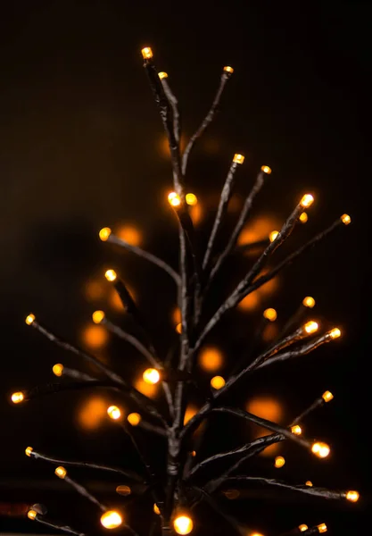 Αφηρημένα Φώτα Χριστούγεννα Μαύρο Φόντο Αφοδευμένη Θολή Και Απαλή Εστίαση — Φωτογραφία Αρχείου