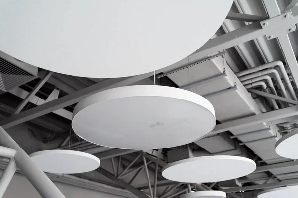 Système Ventilation Sous Plafond Entrepôt Moderne Centre Commercial Tuyauterie Métallique — Photo