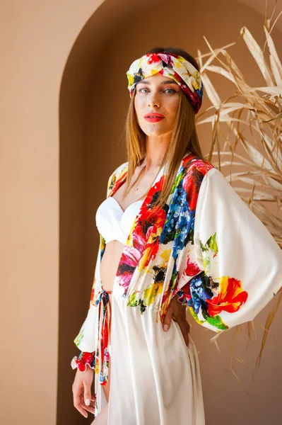 stock image beautiful young woman in traditional ukrainian national costume