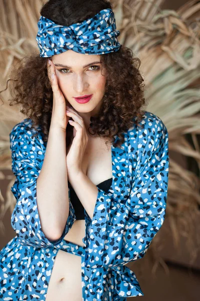 Beautiful Young Woman Long Light Summer Dress Resort — Stock Photo, Image