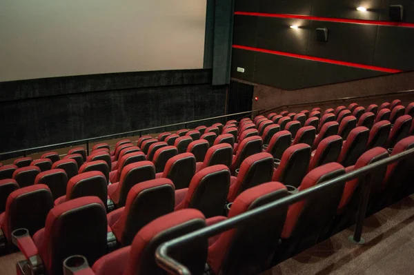 Interior Theater Red Seats Large Window — 스톡 사진