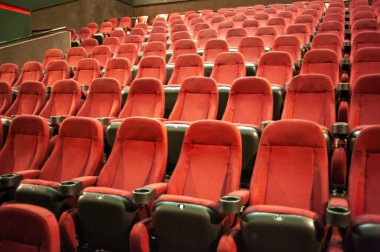 Bir sinema salonunda boş koltuklar.