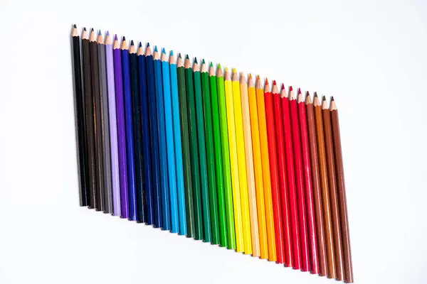 Crayons Colorés Isolés Sur Fond Blanc — Photo