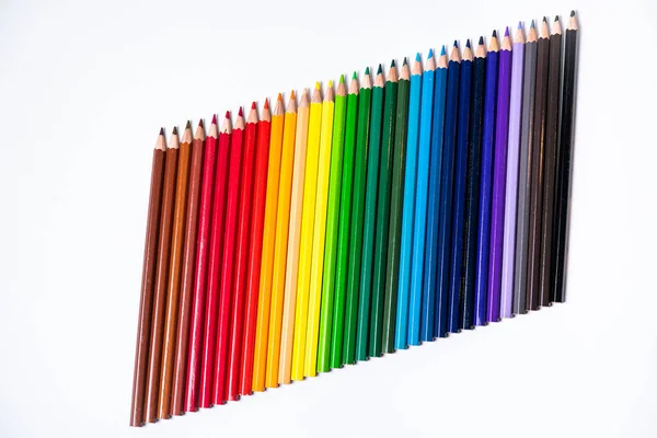 Lápis Coloridos Isolados Fundo Branco — Fotografia de Stock