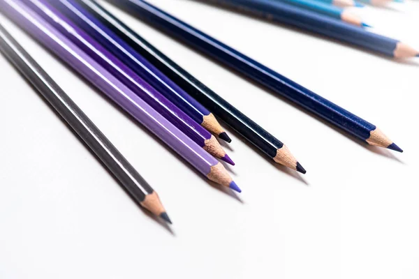 Close Group Colored Pencils White Background — Stock Photo, Image