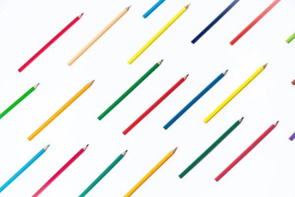 Crayons Colorés Sur Fond Blanc — Photo
