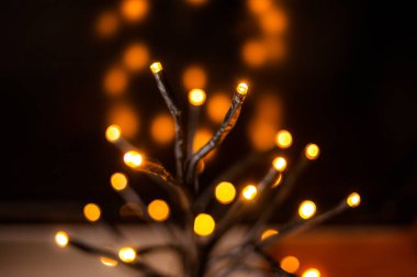 Siyah arka planda noel ışıkları